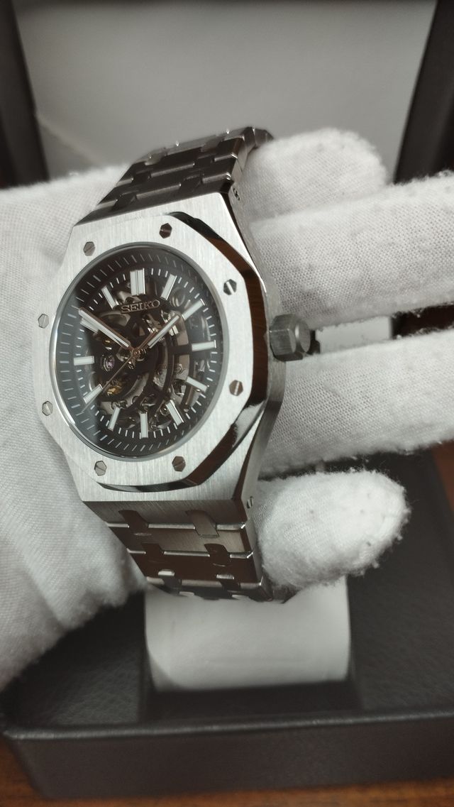 Reloj Seiko Mod AP Royal-Oak Black Skeleton - NH70