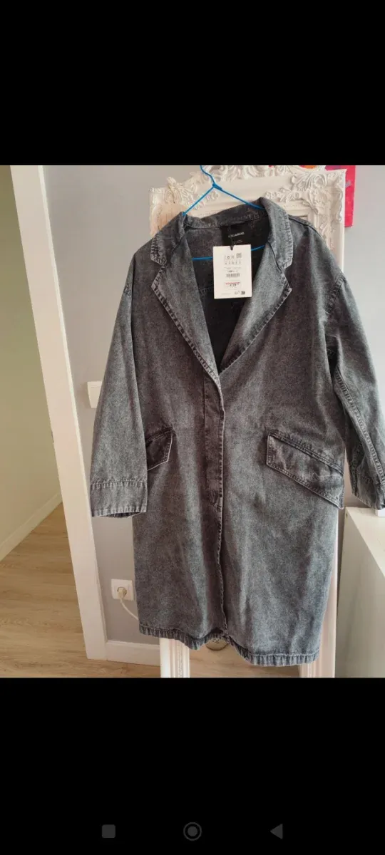 Abrigo largo vaquero gris Overside