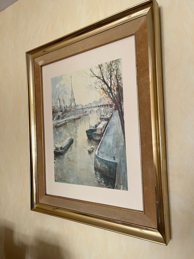 Marco de cuero vintage dorado