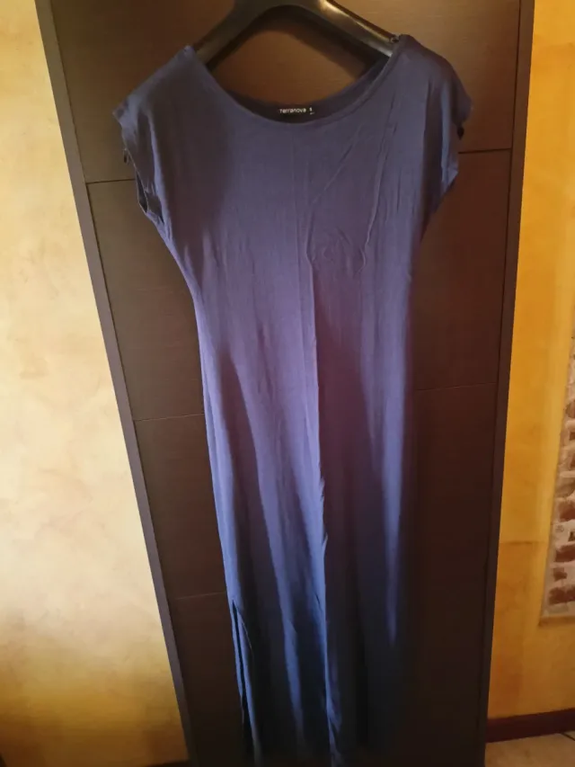 Vestito lungo Terranova blu con spacco