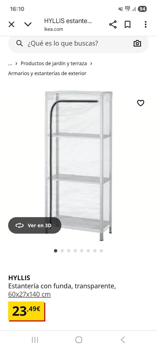 Estantería HYLLIS Ikea con funda transparente