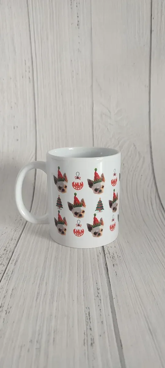 Taza cerámica navidad personalizada con mascota
