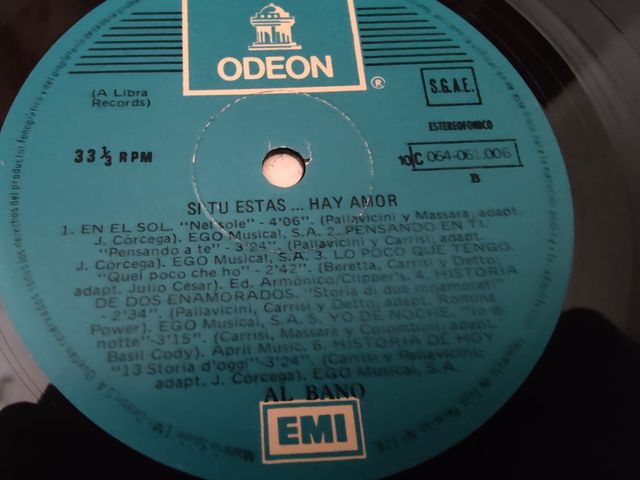 Vinilo Al Bano Si Tu Estas... Hay Amor