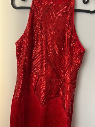 Vestido fiesta lentejuelas flecos