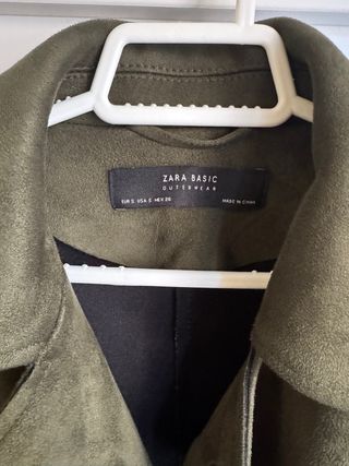 Chaqueta Zara Verde Militar Suede