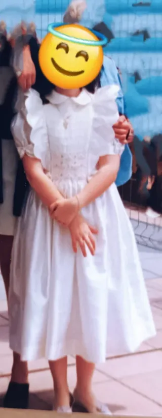 Vestido de comunión blanco y rosa.Talla 12
