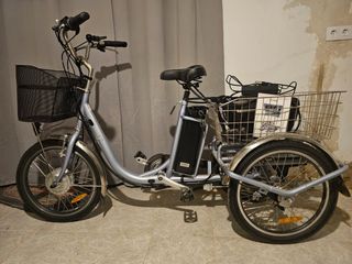 Bicicleta Eléctrica Triciclo con Cestas