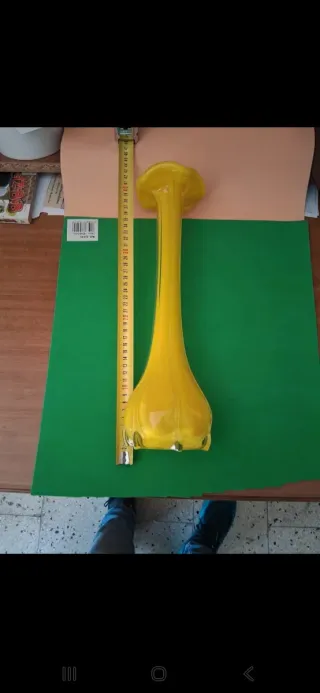Vaso alto in vetro cristallo giallo