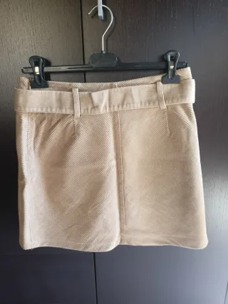 Gonna beige in velluto a coste