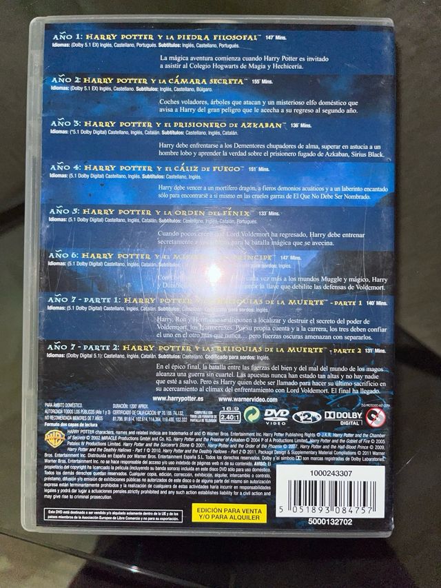 Colección 8 Películas Harry Potter DVD