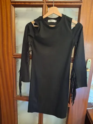Vestito donna S&W nero con frange