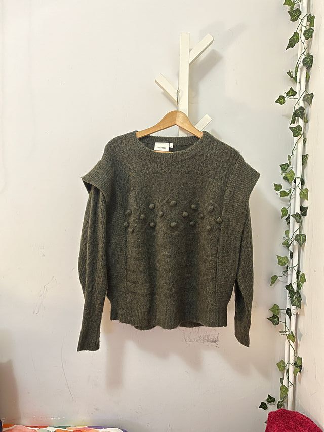 Jersey amplio lana verde oscuro