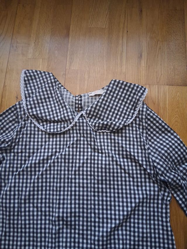 Camicia con volant e stampa a quadri