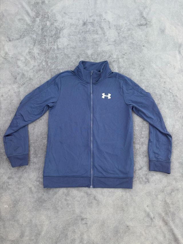 chaqueta Azul Marino con Cremallera y Logo Blanco