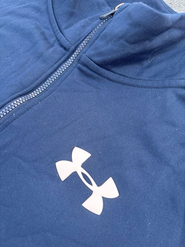 chaqueta Azul Marino con Cremallera y Logo Blanco