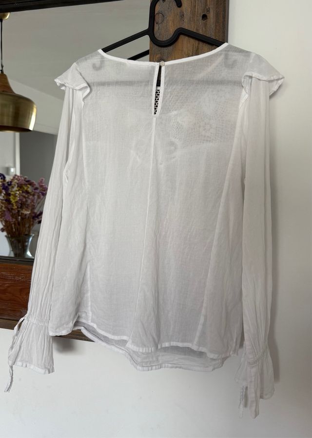 Blusa Mango Blanca Encaje Talla S