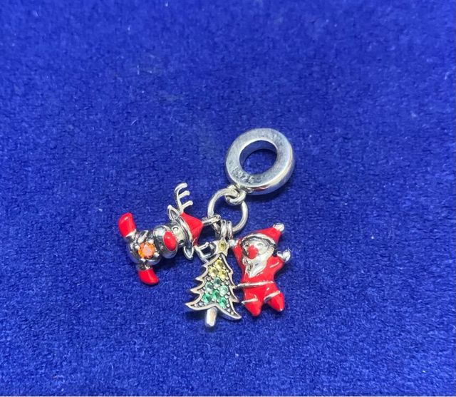 Charm Papá Noel Reno Árbol Pulsera Pandora plata