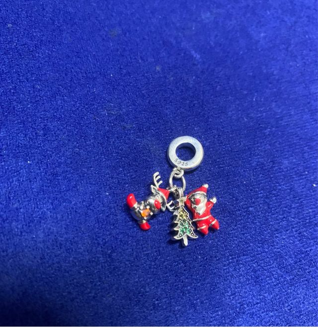Charm Papá Noel Reno Árbol Pulsera Pandora plata