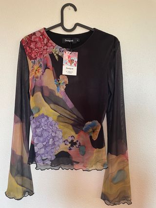 Camiseta Desigual M Flores Transparente