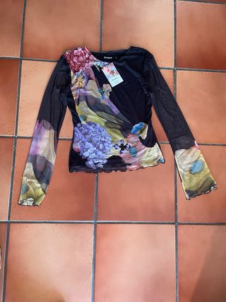 Camiseta Desigual M Flores Transparente