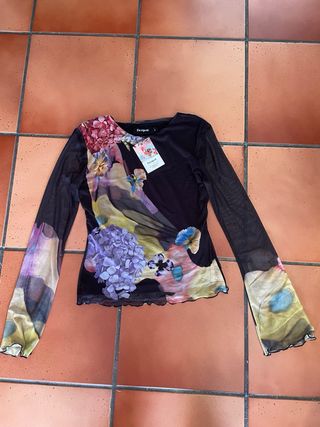 Camiseta Desigual M Flores Transparente