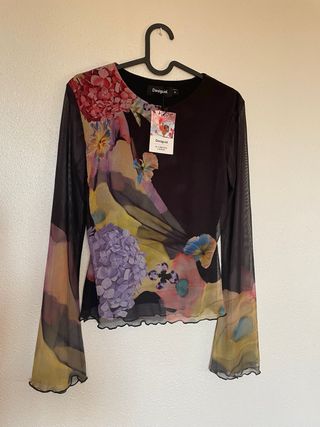 Camiseta Desigual M Flores Transparente