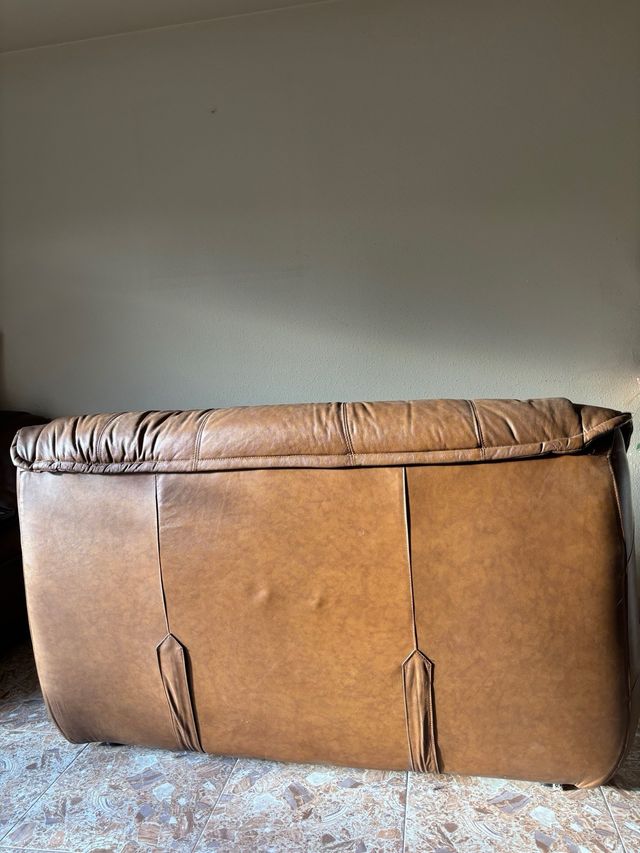 Sofá de 2 plazas de cuero marrón