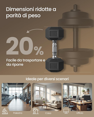 Set di 2 Manubri Esagonali, 2 x 10 kg, per Allenam