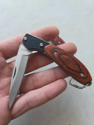 Coppia coltelli tascabili legno e metallo