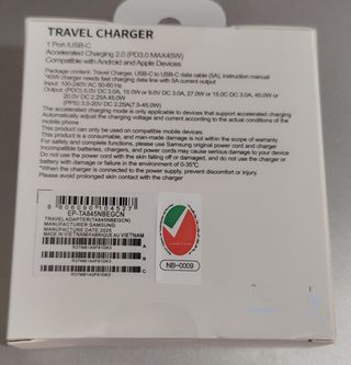 Caricabatterie compatibile Samsung 45W USB-C Ricarica rapida