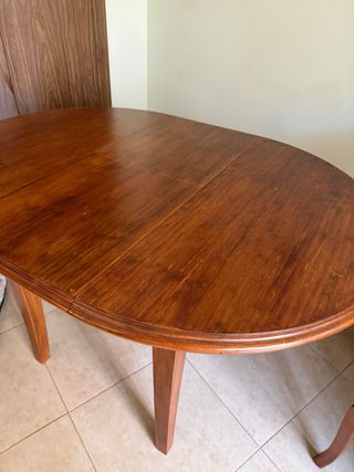 Mesa redonda 90 madera maciza con cristal abatible