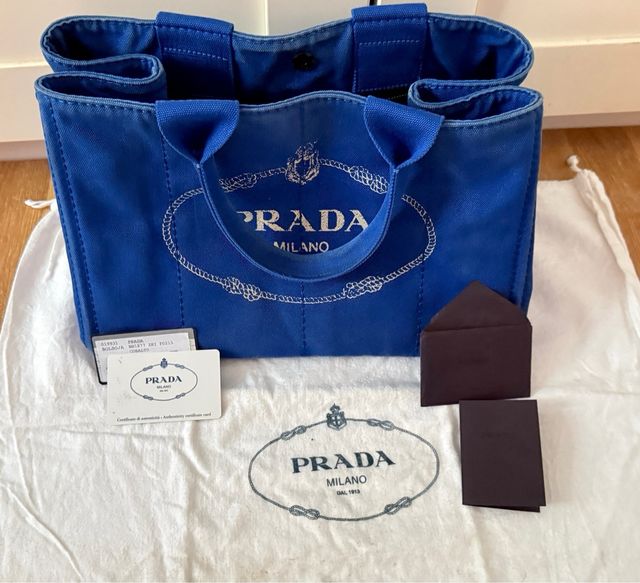 Bolso Prada Canapa Tote Azul