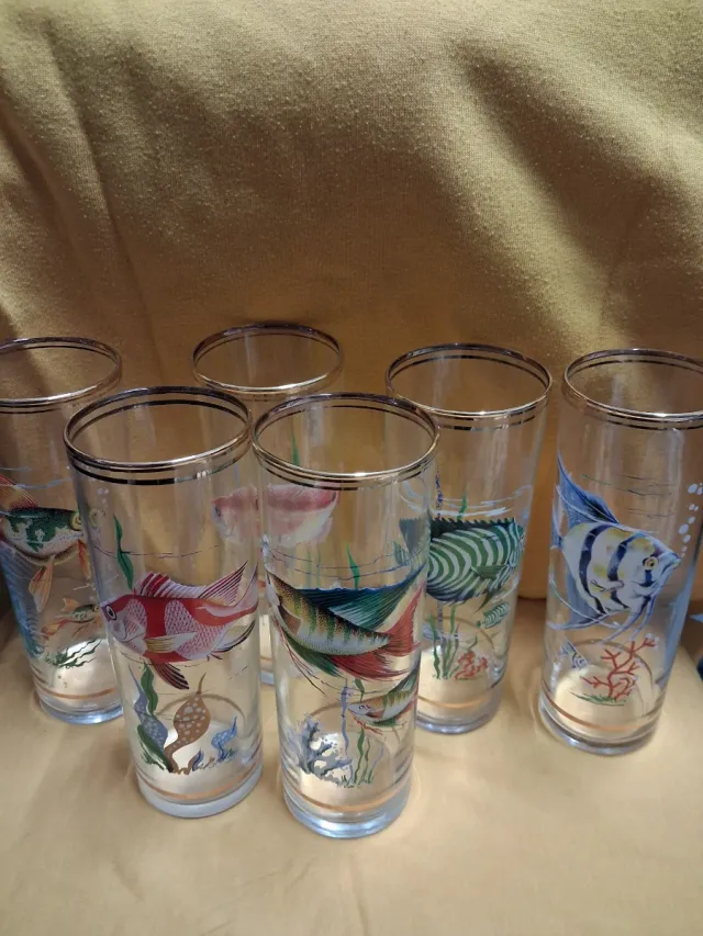 6 Vasos Tubo con Peces