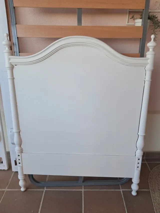 Cama 90 cm madera de caoba lacada en blanco