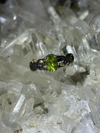 Anello Peridoto Argento 925s Regolabile