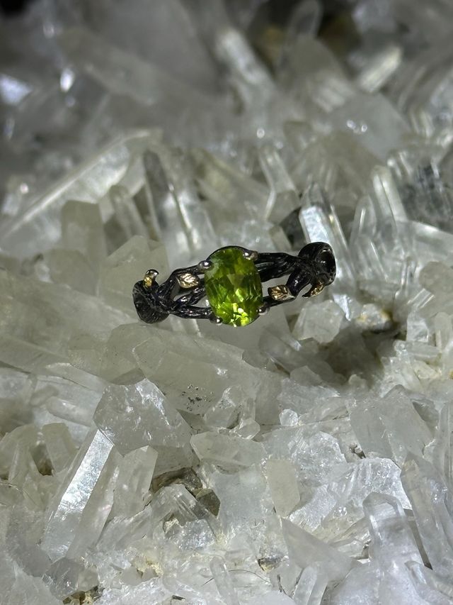 Anello Peridoto Argento 925s Regolabile