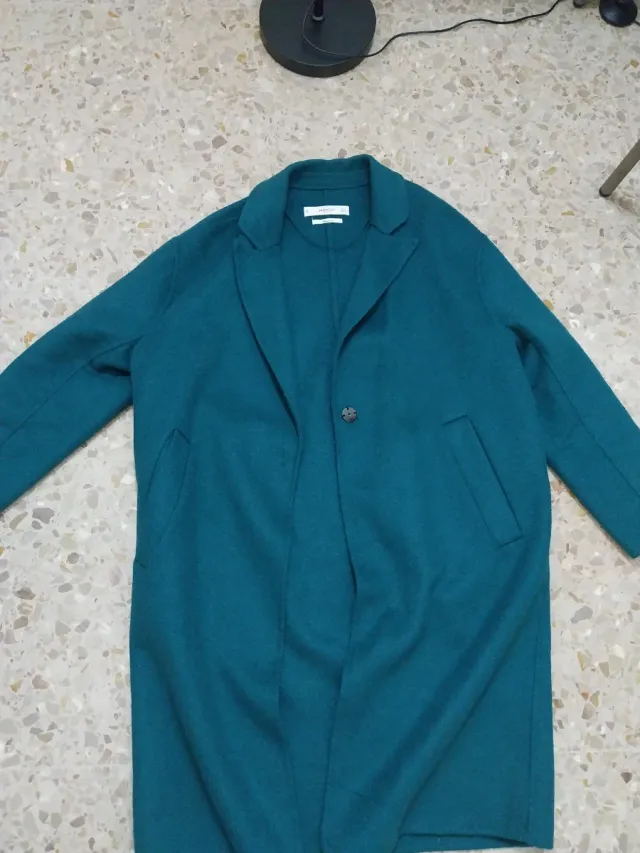 Abrigo Mango Talla M/38/10 Verde Azulado