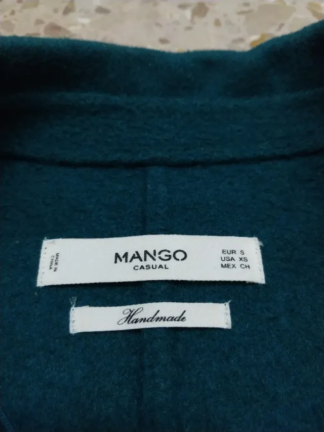 Abrigo Mango Talla M/38/10 Verde Azulado