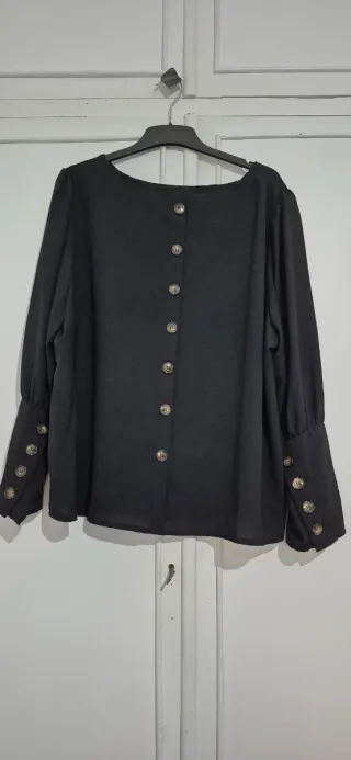 Blusa negra botones mujer talla 3XL