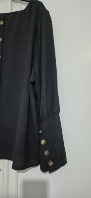 Blusa negra botones mujer talla 3XL