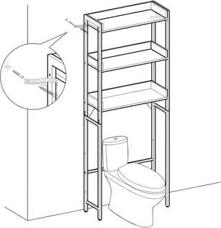 Scaffale sopra WC e Water con 3 Ripiani, Scaffale