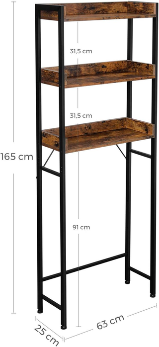 Scaffale sopra WC e Water con 3 Ripiani, Scaffale