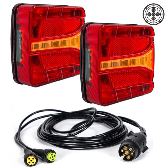 PILOTOS LED 3 FUNCIONES CON CABLE 7 PINES 12V 24V