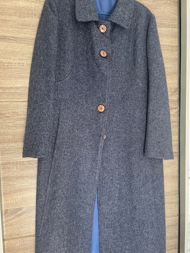 Abrigo largo mujer azul/gris