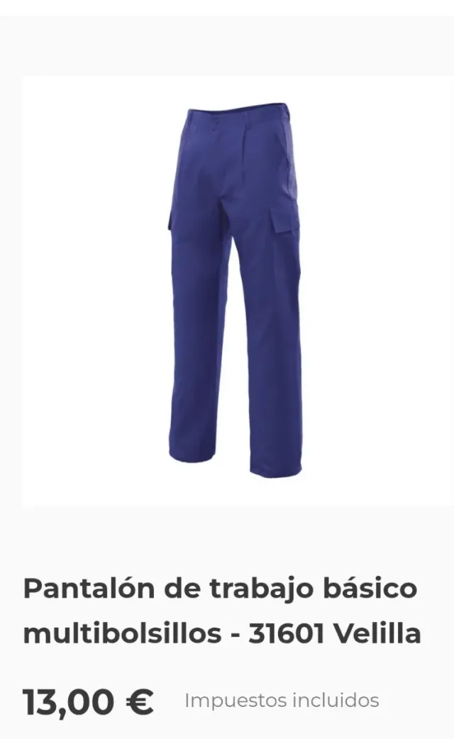 Pantalón de trabajo Velilla T40/T42 Azul