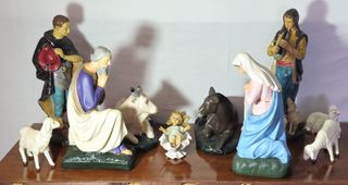 Presepe in gesso vintage - Anni '70, statue 30 cm