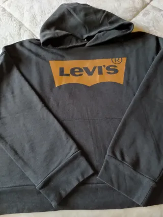 Sudadera Levi's Mujer Gris con Logo Dorado