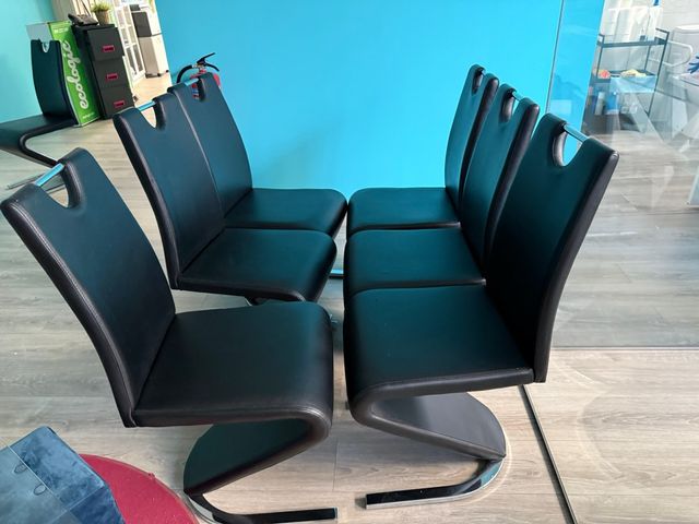 Lote 8 Sillas Polipiel Negras