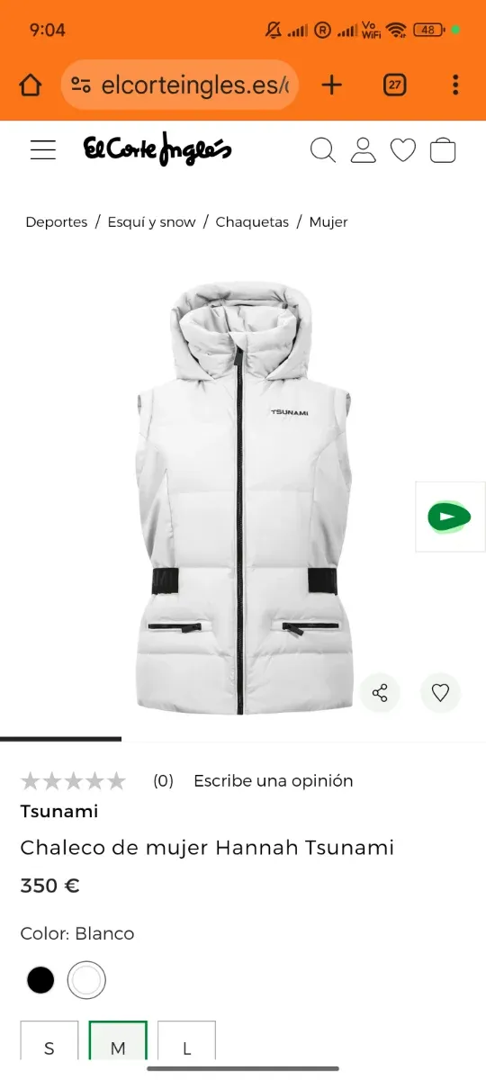 Chaleco Tsunami Mujer Blanco Talla M