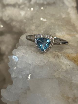 Anello Topazio Blu Argento 925 Regolabile